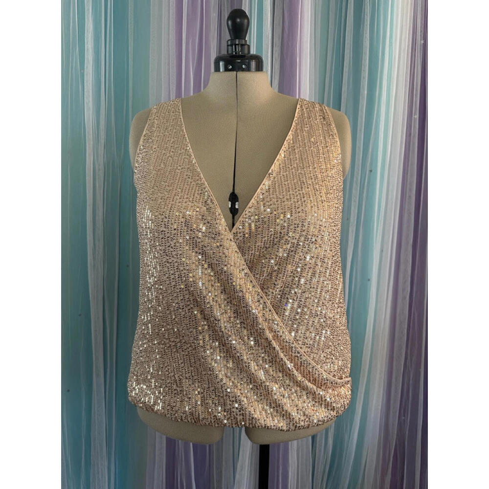 Light Gold Sequin Wrap Top